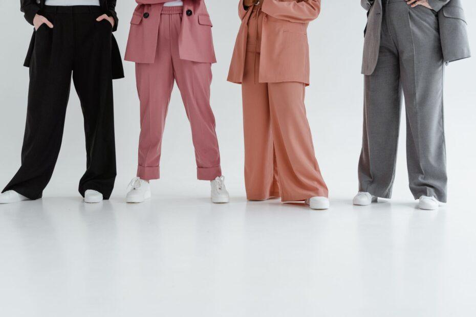 Illustration of A Women's Workwear Wardrobe With Different Levels of Formality, From Tailored Trousers to Coordinated Suiting